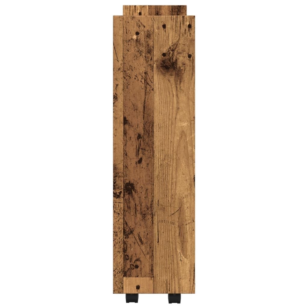 vidaXL Carro de almacenaje Estrecho 3 Niveles Madera Envejecida