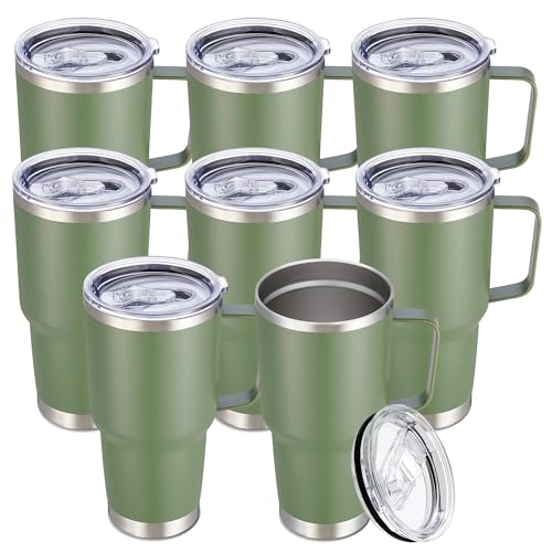 Image of 30 oz Stainless Steel Tumblers Bulk with Handle and Lid, 8 Pack