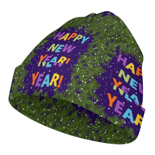Happy New Year 2025 Kids Beanie Hat for for Girls Boys Children Cap Winter Knitted Chemo Cancer Headwear Accessories Gifts Decoration Black