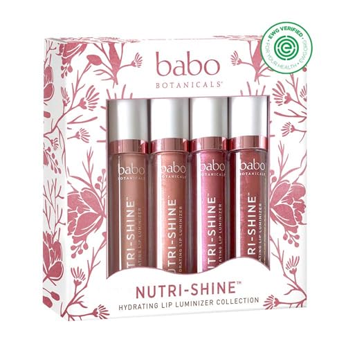 Babo Botanicals 70+% Organic Nutri-Shine Luminizer Vegan Lip Gloss Gift Set -4 Count(Pack of 1)