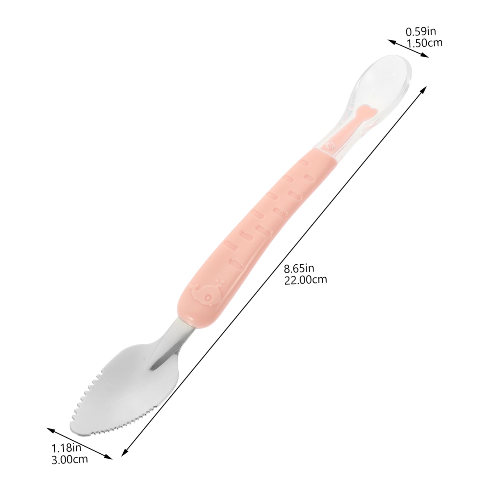 SUPVOX Baby Spoon and Fork Set Double Head Spoon Fruit Puree Scraper Silicone Stainless Steel Baby Feeding Supplies Pink