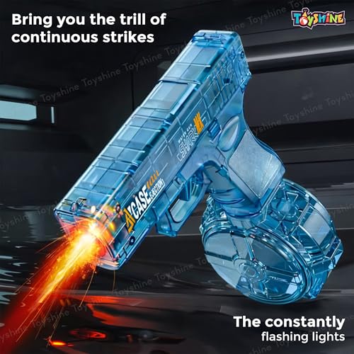 Image of Toyshine Rechargeable Automatic Holi Water Gun Toy with 330ml Capacity | Transparent Electric Water Squirt Gun with LED Light | Perfect for Holi Festival & Summer Outdoor Fun- Blue