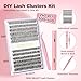 FENG BEAUTY DIY Lash Clusters Kit, 240PCS 30D+40D Mixed Lengths 10–16mm, Natural Wispy Fluffy Look, 2-in-1 Bond&Seal+Precision Tweezer, Lashes Extension Kit (0.07D, 10-16mm, Individual Lashes Kit)