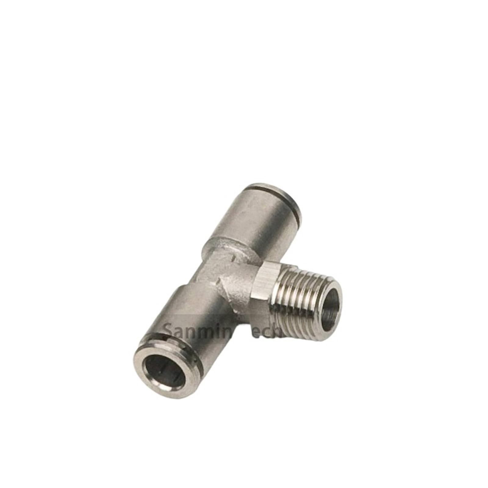 10 piezas/lote MPT M5 1/8 1/4 3/8 1/2 Accesorio de latón metálico Accesorio neumático Accesorio de latón neumático de aire en T de derivación macho(MPT6 M5 6mm M5)