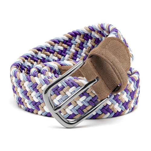 Image of Men's Stretch Braided Elastic Woven Canvas Golf Belt, multicolor,1 3 /8 inch