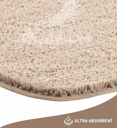 Image of Obsessions Ultra-Absorbent Quick-Dry Bath Mat | 1400 GSM Polyester | Soft, Non-Slip & Fast-Drying Bathroom Rug for Safety & Comfort | 50 x 70 cm | Light Beige