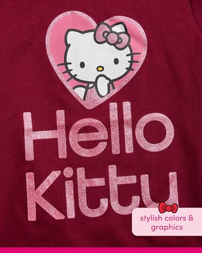 Image of Hello Kitty Girls Shirts - Short Sleeve Cute Casual Crewneck Graphic Tees Shirts for Girls Tops T-Shirt (Sizes: 4-12),