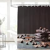 Latwerio 3D Duschvorhang 120x180 Schokolade Duschvorhänge Antischimmel Wasserdicht Badevorhang Schokolade Duschrollo für Badewanne Dusche Shower Curtains, 8 Duschvorhang Ringe