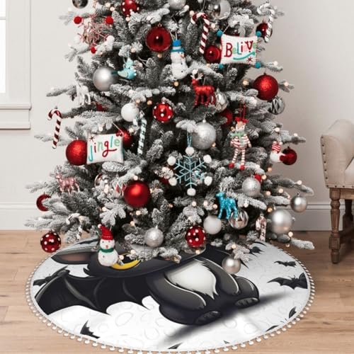 Jupe de sapin de Noël 122 cm avec bordure à pompons double couche - 8