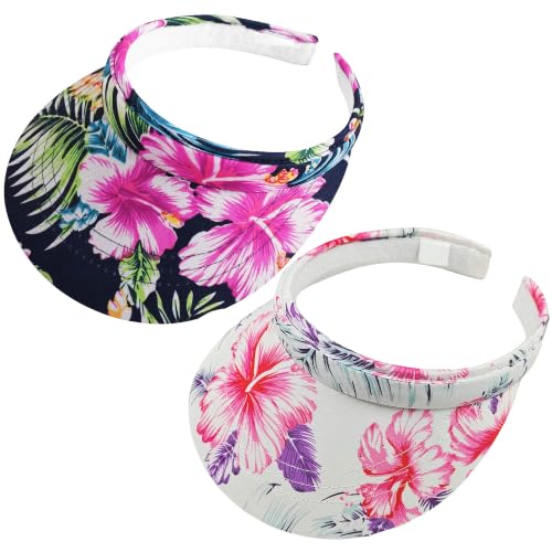 Image of 2 Pack Visor Women Men Sun Hat Clip On Visors Adjustable Sport Wide Brim Cap
