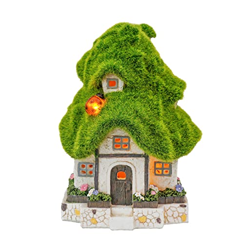 TERESA'S COLLECTIONS 20cm Adorno de Jardín Casa de Hadas Luz Solar LED, Decoracion de Jardin...