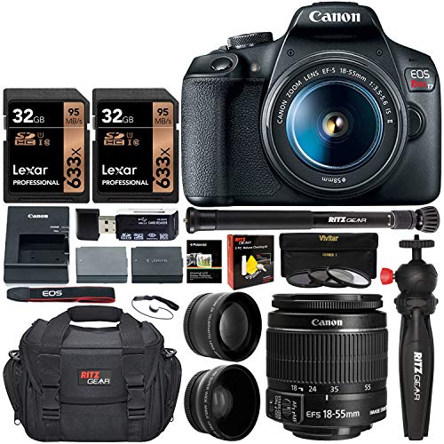 Canon EOS Rebel T7 DSLR Travel Bundle with 58mm 2X Telephoto, Wide Angle