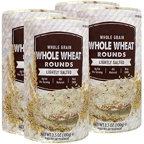 Snacktery Whole Wheat Cake Rounds - Lightly Salted - Light & Crunchy Whole Grain Whole Wheat Cakes with All Natural Ingredients - Low Calorie, Non-GMO - Pack of 4 Cover