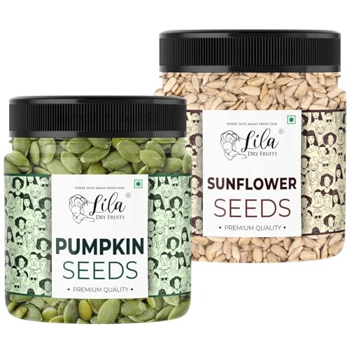 LDF Raw Pumpkin and Sunflower Seeds Combo 1 Kg Each Pack of 2 | Protein Rich Healthy Snacks | High Fiber Superfood | Immunity Booster Diet | Seeds for