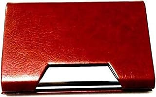 حافظة كروت مغلفة بالجلد جيب واحد ممغنطة، بني، معدن، للبنات