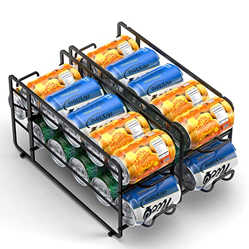 Canyave Soda Can Organizer Storage Rack, 2 Pack Stackable Beverage Soda Can Dispenser Organizer Holder For Refrigerator, Cabinet, Pantry (Black) #TOP1