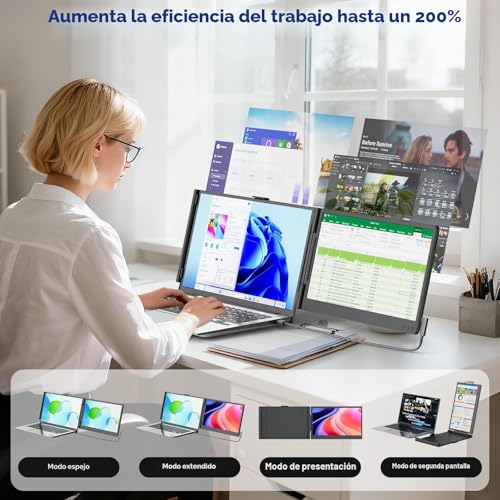Doble Pantalla para Portatil de 14” FHD IPS con puertos USB C y HDMI universales 3