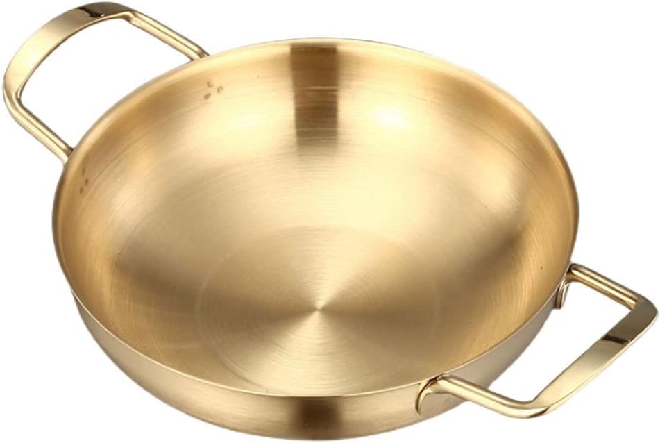 AJARVAR Stainless Steel pan Skillet Carbon Frying Wok Non Sticking Searing- Mini Chefs Stainless Steel Everyday Pan Cookware- Inner Diameter 20cm