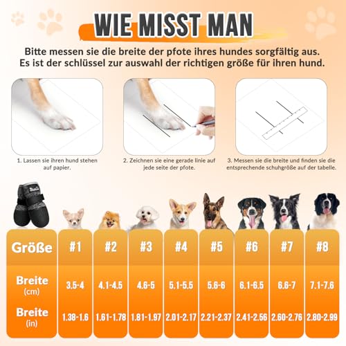 Eyein Hundeschuhe Pfotenschutz, Atmungsaktive & Rutschfeste Hundesocken für Hartholzböden und heiße Sommerböden, reflektierender Hundeschuhe mit Klettverschluss für Spaziergänge im Freien (Schwarz, 6)