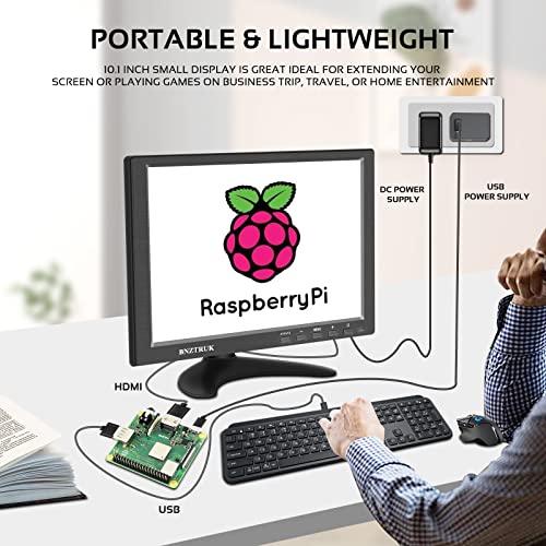 Image of 10.1 inch Small HDMI Monitor Full HD 1920x1200 IPS Screen Portable Externer Display with Port HDMI VGA BNC AV & USB Audio Video Display for Raspberry Pi Laptop Computer PS3 PS4 Xbox