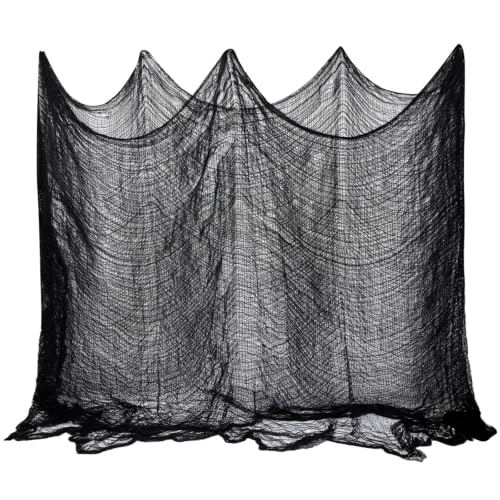 Image of ZeeDix Halloween Black Creepy Cloth 80 x 400 Inch Giant Spooky Cheesecloth Decoration Scary Gauze Cloth for Halloween Party Supplies Haunted Houses Outdoor Yard Home Wall Doorways Decor