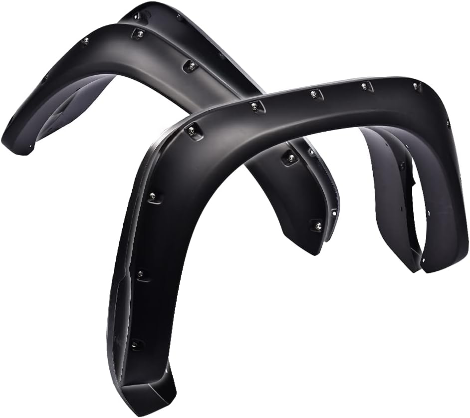 G-PLUS Fender Flares Compatible with Dodge Ram 1500 2009-2018 Fleetside Models/Fit Dodge Ram 1500 Classic 2019-2022(Not fit R/T & Rebel Models) Rugged Textured Black Pocket Riveted Style Wheel Flares