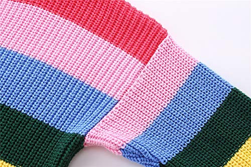 Image of Mud Kingdom Girls Boys Sweaters Rainbow Stripes Crewneck Knit Pullover Fall 2-9 Years