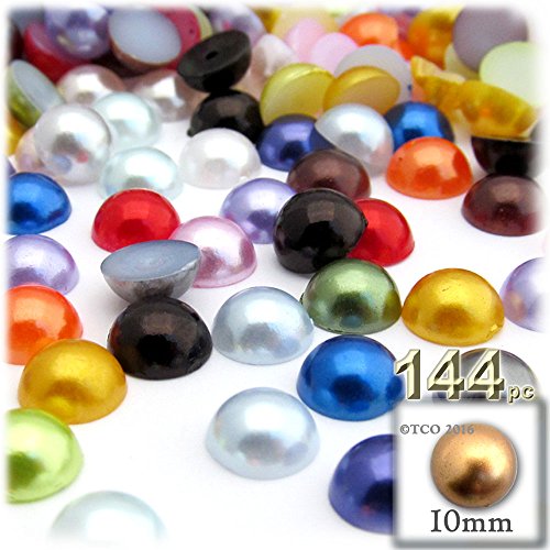 144-Pc Pearl Finish Half Dome Beads, Round, 10Mm, Milk Chocolate Brown #TOP1