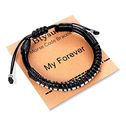 Inspirational Gifts for Men Morse Code Bracelets Mens Bracelets Graduation Gifts for Him Fathers Day Adjustable Leather Bracelet Motivational Birthday Annivesary Jewelry Stocking Stuffers for Men