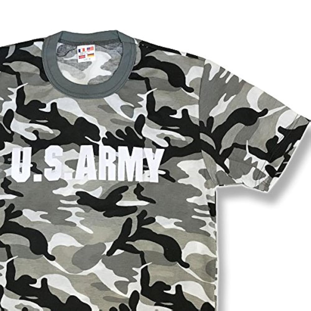 Amazon | 迷彩Tシャツ U.S.ARMY グレー×白 (M 身幅46 肩幅43