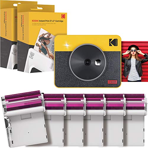 Kodak Mini Shot 3 Retro Cámara Instantánea E Impresora Fotográfica Inalámbrica Portátil, Compatible con iOS, Android y Bluetooth, Foto Real HD 3”x3”, Tecnología 4Pass – Paquete de 60 Hojas – Blanco