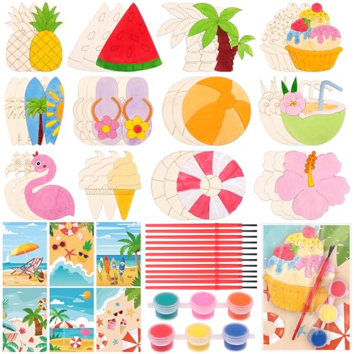 Kit de peinture hawaïenne en bois pour activités créatives et fêtes d'été