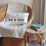 SkyCozy Christian Floral 12x20 Pillow Cover, God is Good All the Time Bible Verse Religious Wildflower Decorative Throw Pillow Covers Pillowcases for Home Bedroom Living Room Church Decor