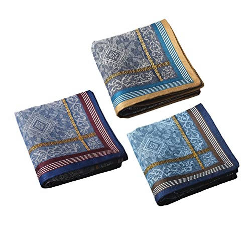 Lenço de Bolso 3 Peças Lenço de Algodão Masculino para Cavalheiros