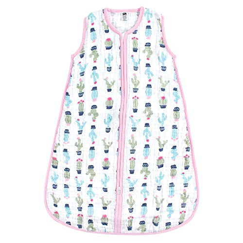 Image of Hudson Baby Unisex Baby Muslin Cotton Sleeveless Wearable Sleeping Bag, Sack, Blanket, Girl Cactus, 6-12 Months