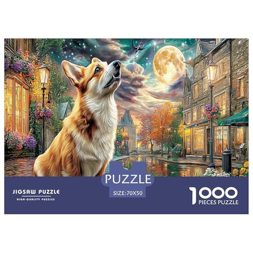 Puzzle de Corgi en la noche urbana para relajarse en casa con 1000 piezas