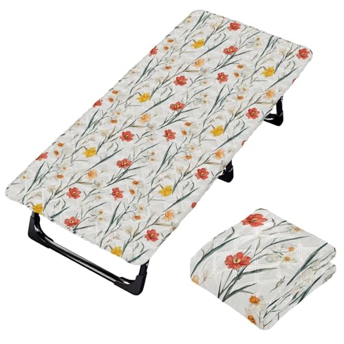Fall Flowers Daffodils White Toddler Bed Sheet Portable Washable Cot Sheet for Fold Out Bed for Children Daycare Cot 50' x 25' (Bed Not Included)
