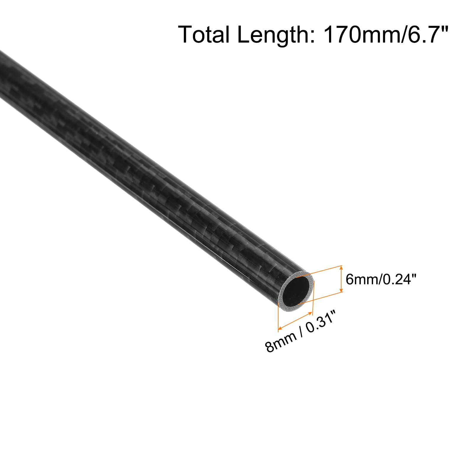 2 Tubi In Fibra Di Carbonio 6x8x170mm - Per Droni RC, Aeromodelli, Barche E Fai Da Te - Foto 6