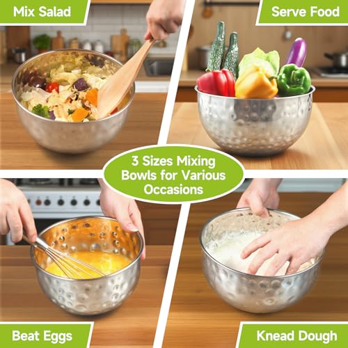 Juego de 3 tazones mezcladores acero inoxidable 6.5QT,4QT,2.5QT miniatura 4
