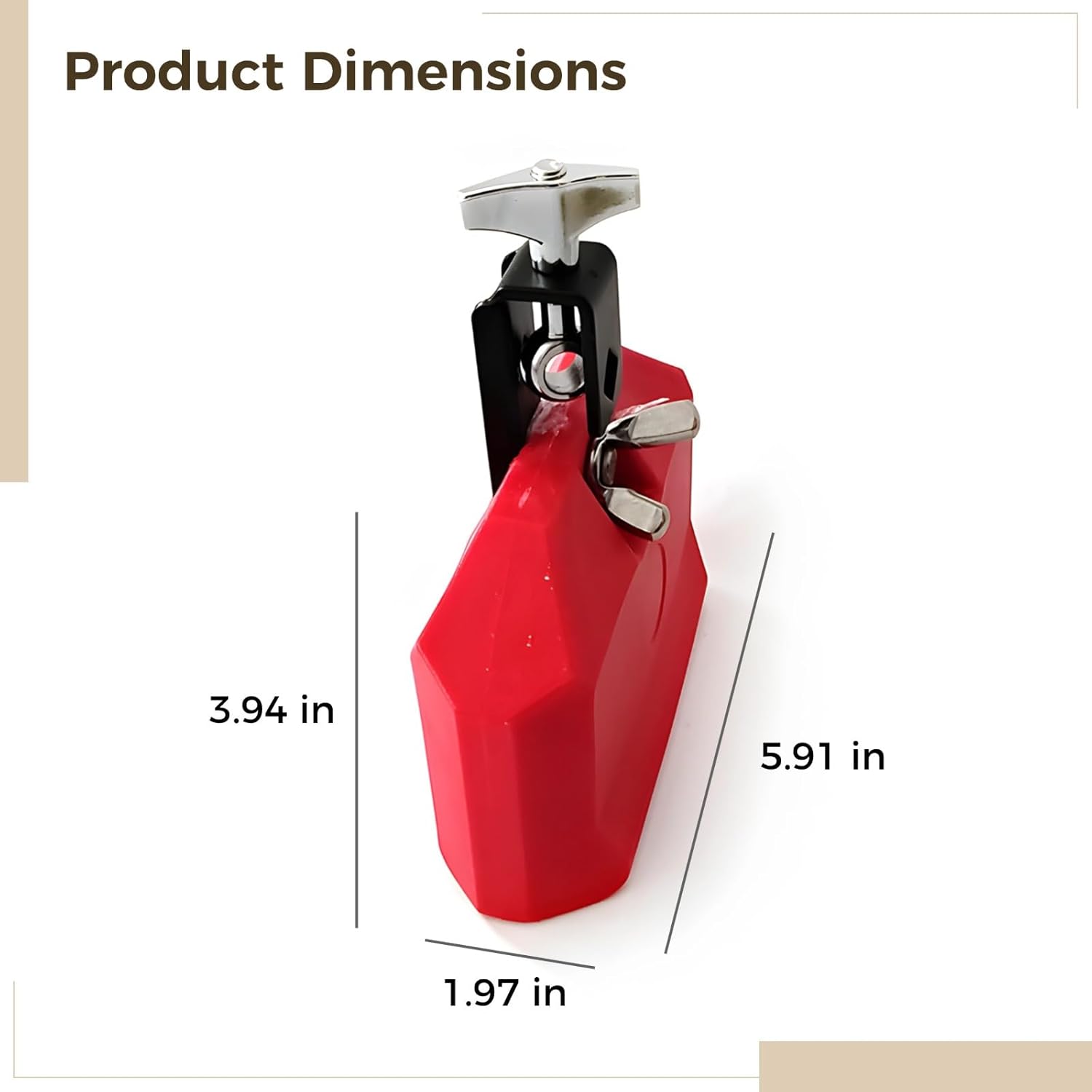 Red Plastic Cowbell With Adjustable Clamp For Drum Set, Drum Accessory, Jam Block Ideal For Music Educators And Drummers