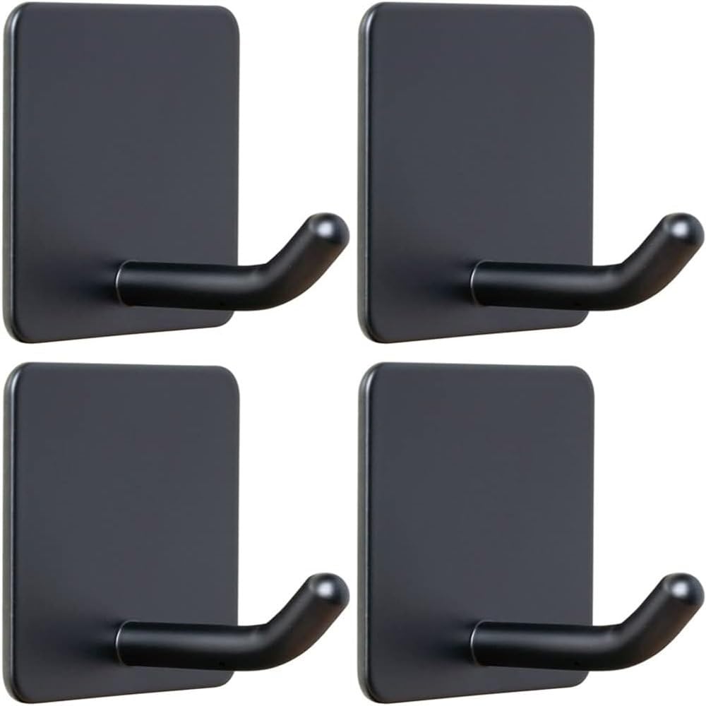 Gancho adhesivo para toallas de alta resistencia, gancho adhesivo de acero inoxidable para colgar en el baño, cocina, soporte de almacenamiento, ganchos adhesivos, colgador plateado, negro, paquete
