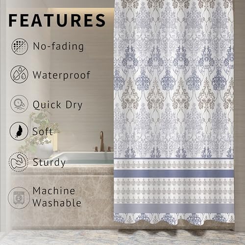 Image of HOMETHREADS Embrace Luxury with Our 6-Feet Long Premium Polyester Shower Curtain with 12 Hooks for a Lavish Bathroom Ambiance | Stylish, Splendid, and Perfectly Sized (Floral Multi, 180x200cm)