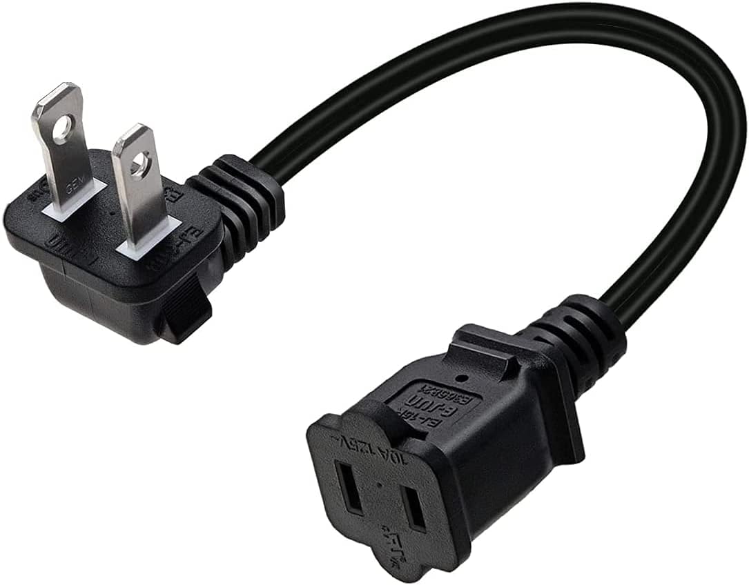 Toptekits Polarized US 2-Prong Extension Cord,5ft/1.5m, Elbow Plug NEMA 1-15P to 1-15R Extension,2 Prong Cord Extender 90 Degree Outlet Adapter for String Light & Chrismas Light (5ft/1.5m, Elbow)