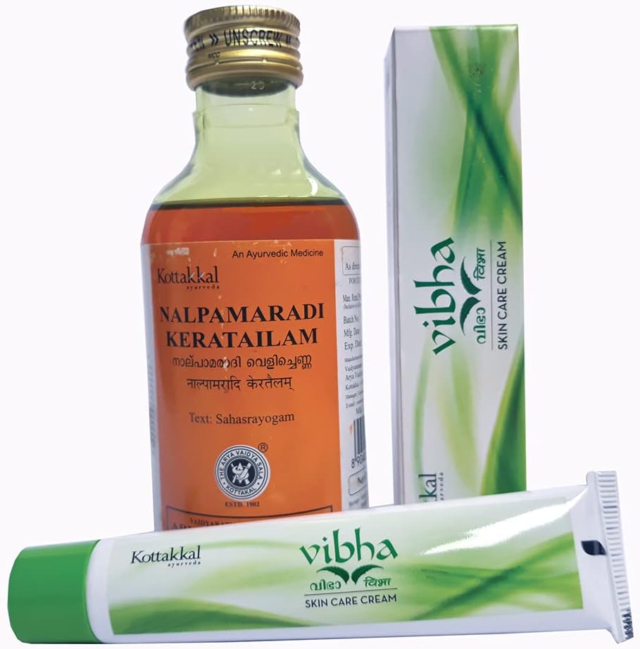 (Pack of 2) - KOTTAKKAL NALPAMARADI KERATAILAM (200MLX1) & KOTTAKKAL VIBHA Skin Care Cream (25GM)