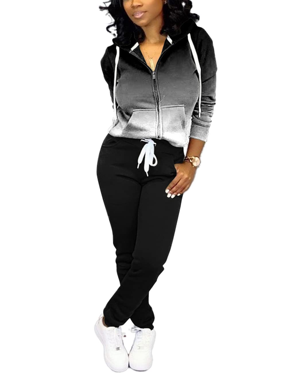 Mrskoala Two Piece Outfits for Women Tracksuit Sweat Suits Workout Jogging Sets Loungewear with Pocket