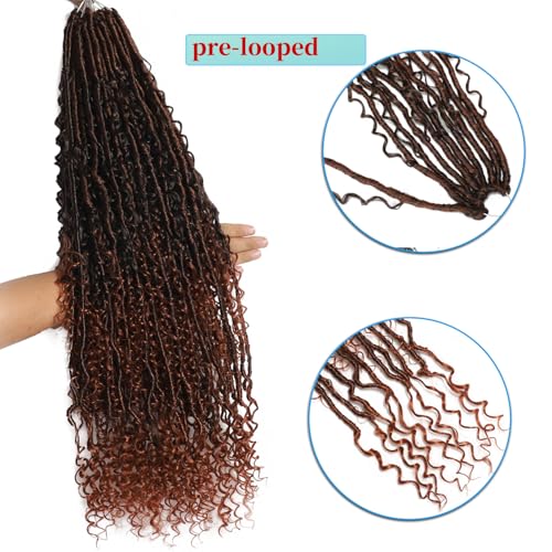 BLUONASI Boho Faux Locs Crochet Hair 30 Inch Goddess Locs 8 Packs Boho Soft Locs Crochet Hair with Curly Ends Pre-looped Long Bohemian River for Black Women (T350# - Image 4