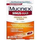 Mucinex Sinus-Max Max Strength Pressure, Pain & Cough Liquid Gels 16 ea (Pack of 3)