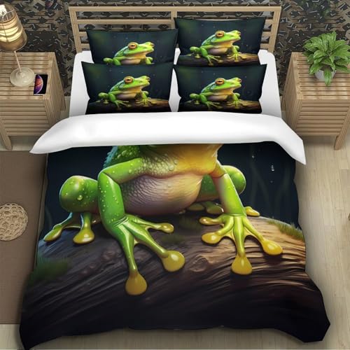 Housse de couette grenouille 3D en microfibre résistante avec fermeture éclair - 5