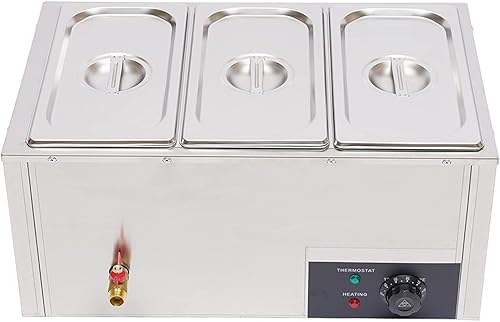 Calentador de alimentos eléctrico comercial de 6 bandejas, 110 V, 850 W, acero inoxidable, Bain-Marie, para encimera de bufé, vaporizador de vapor,