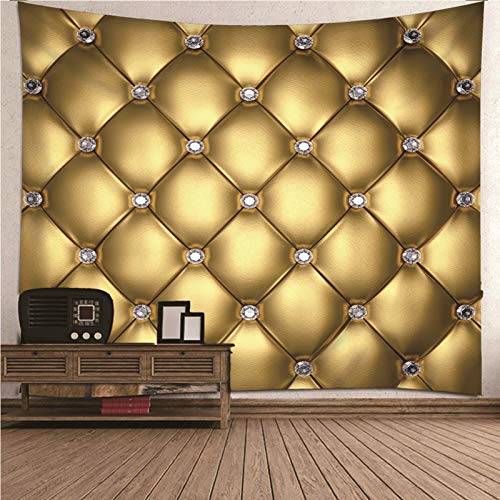 Tapiz de pared decorativo KnSam de poliéster con patrón geométrico dorado de 150x130 cm